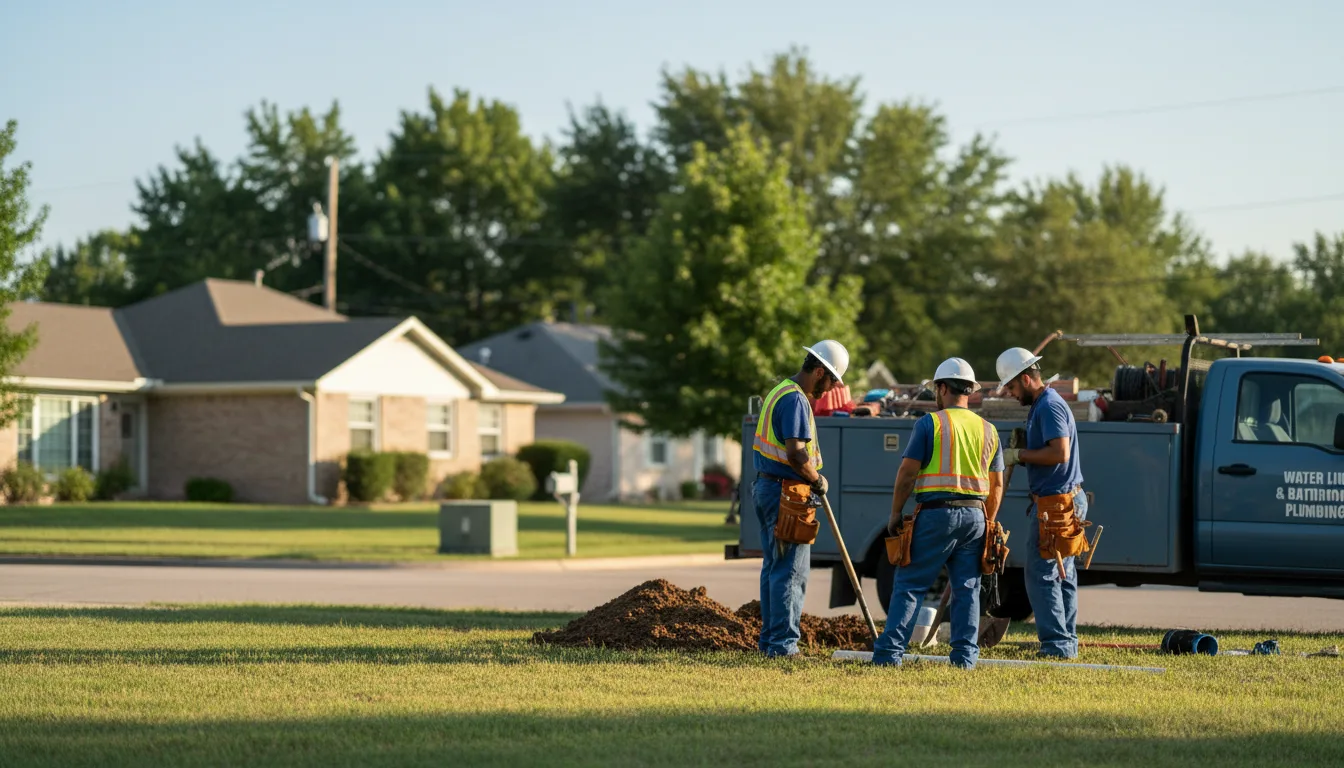 Residential water line and bathroom plumbing service in Hardesty, OK
